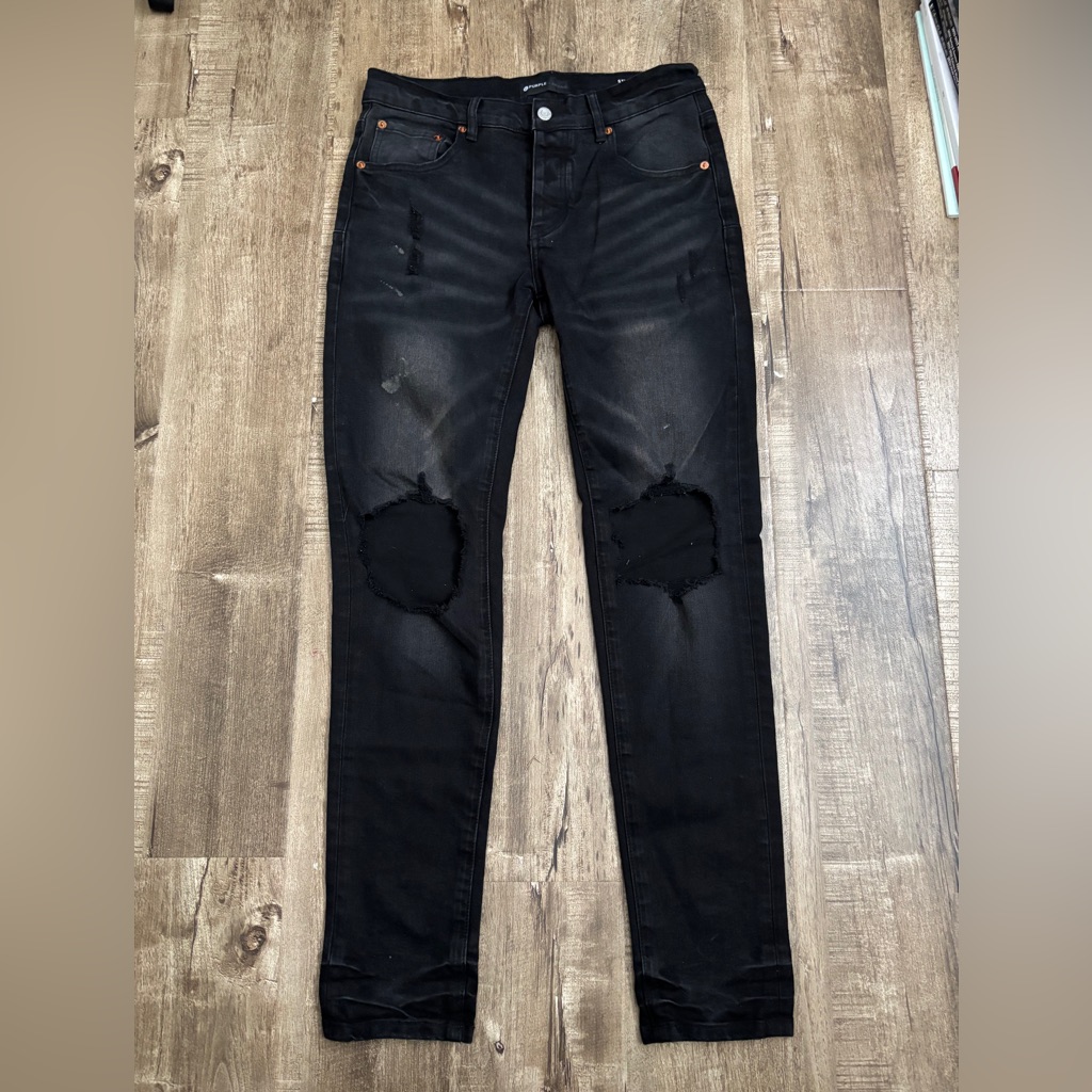 Purple Brand P001 Slim Fit Low Rise Distressed Denim Jeans